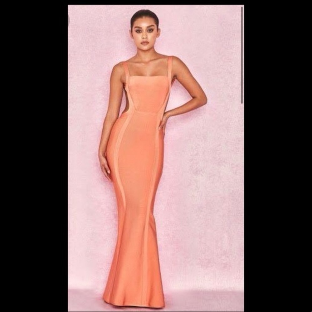 House of CB Ophelia Maxi Dress Thick Knit Contour Gown Fitted Size XS bandage